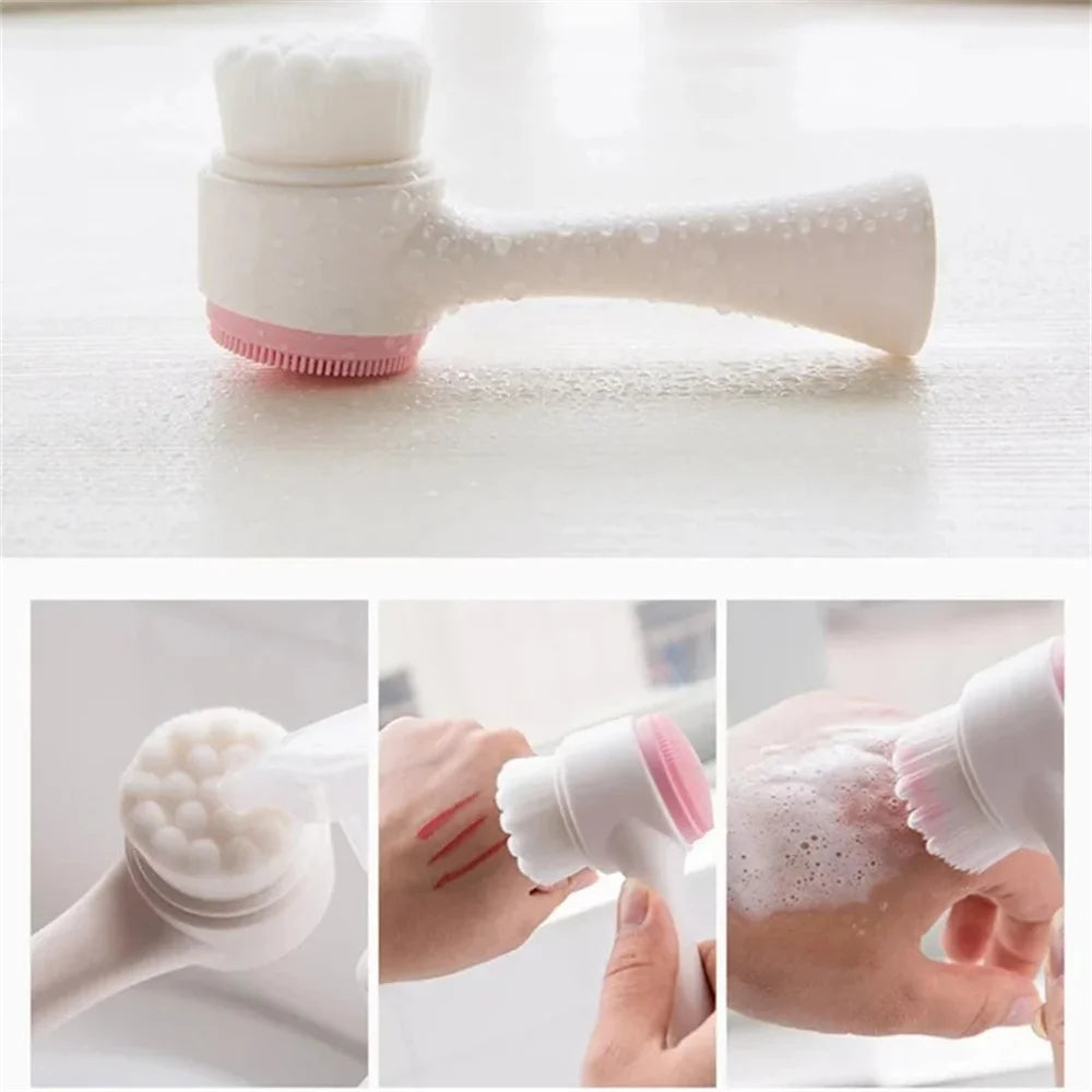 Escova facial de silicone bilateral 3D